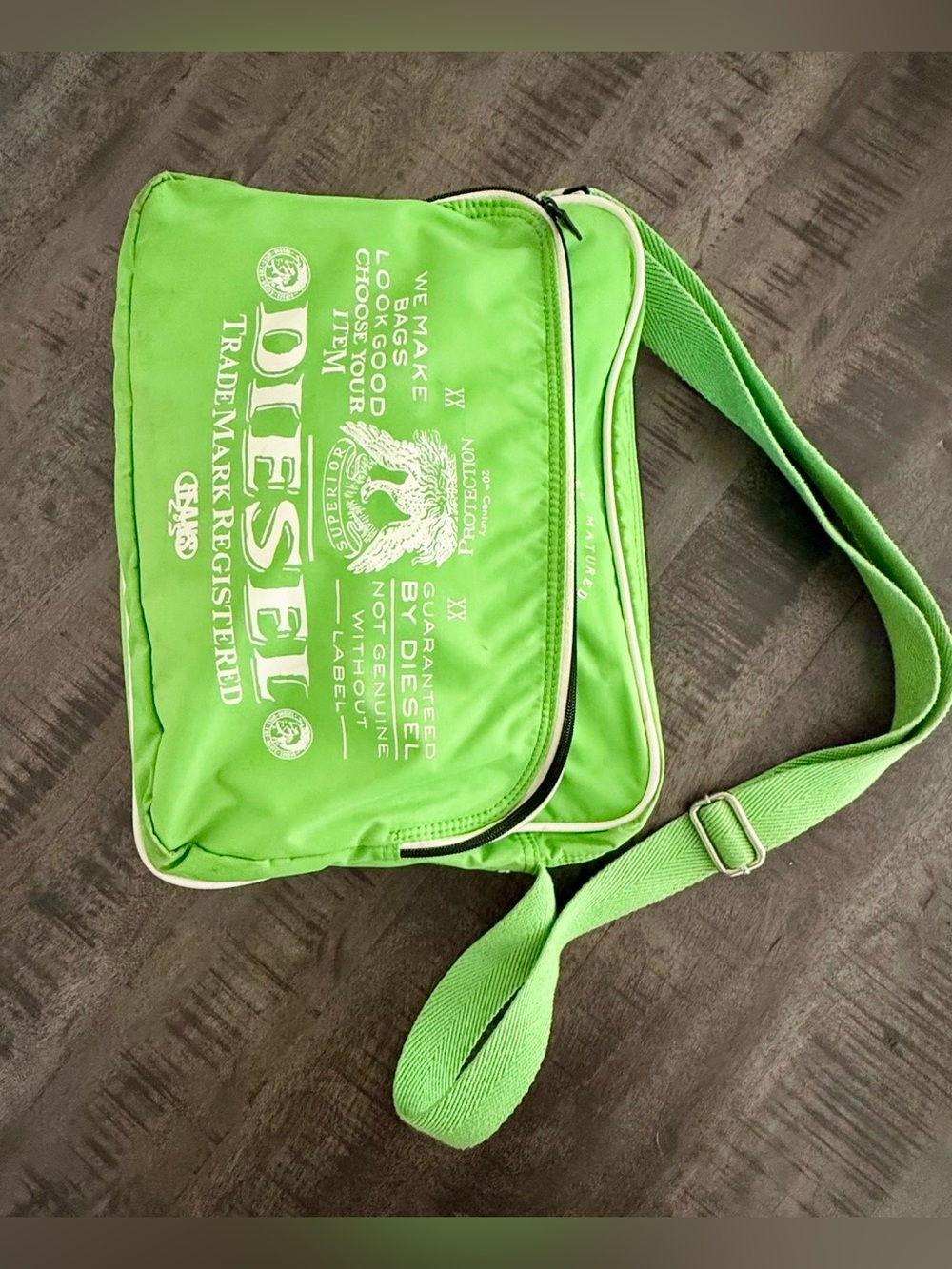 Diesel Neon Green Logo Crossbody Bag